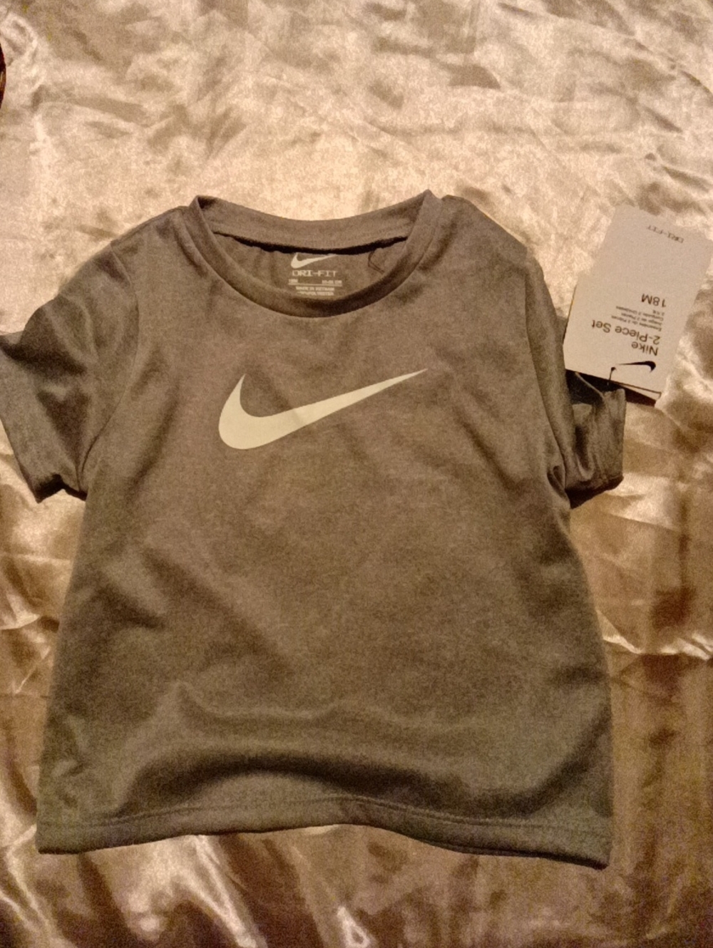 Nike Gray Short Sleeve Dri-FIT Tee with White Swoosh